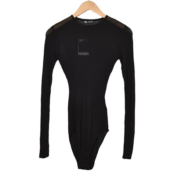 NWT Zara Lingerie Sheer Bodysuit Black Long Sleeve Size Small - Picture 2 of 9